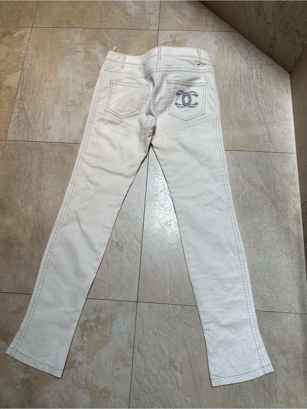 Chanel Women's Off-White Denim - Size 27